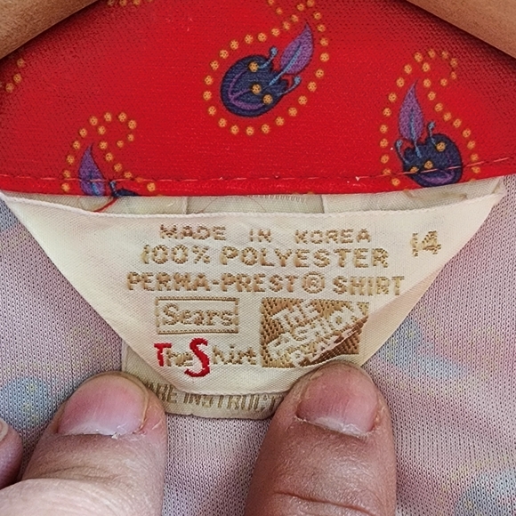 Vintage Sears Red Paisley Blouse size M - Picture 4 of 4